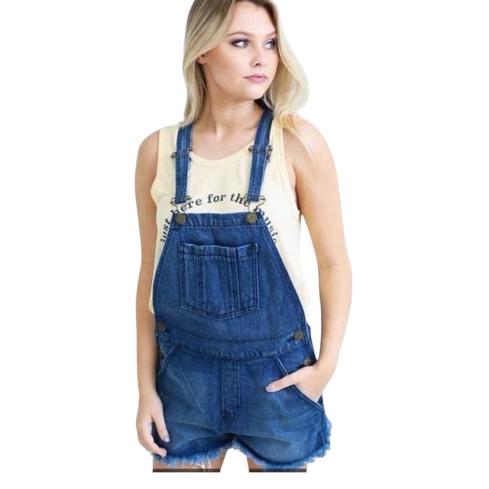 Show Me Your MuMu Blue Denim Short Overalls